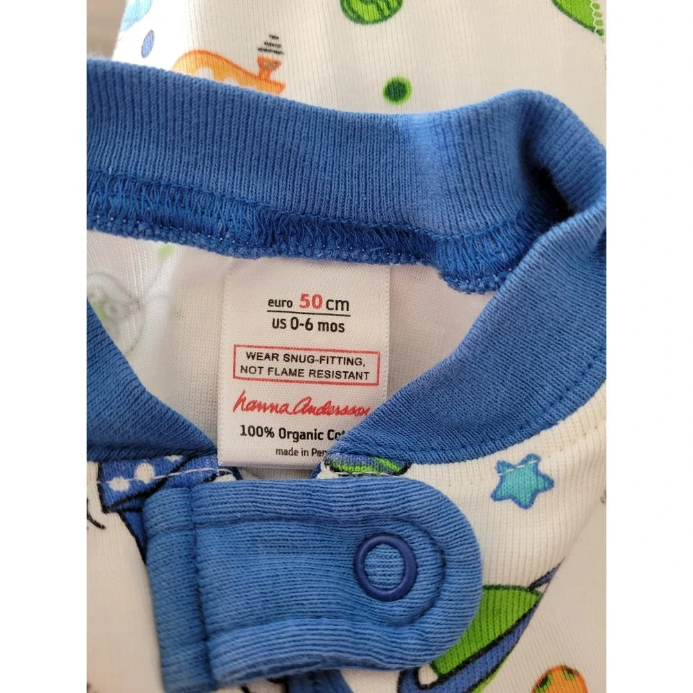 Hanna Andersson Organic Cotton‎ Zip Up Sleepsuit Spaceships 0-6 Months #9